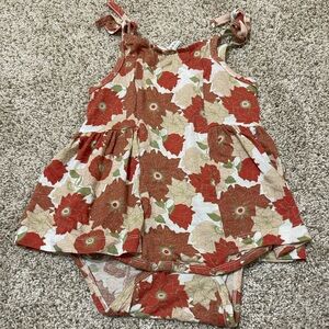 Kate Quinn Red and Cream Floral ruffle romper